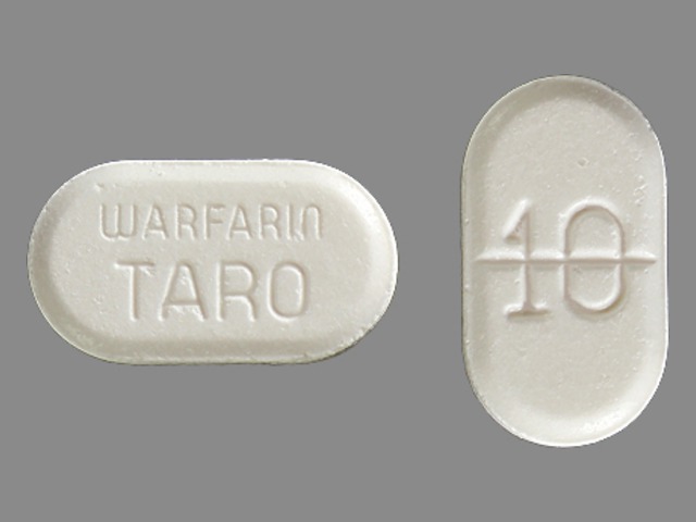 White Oval pill with imprint 10;WARFARIN;TARO — Warfarin sodium Warfarin sodium 10 mg; (view 2)