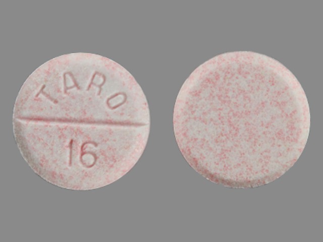 White Round pill with imprint TARO;16 — Carbamazepine Carbamazepine 100 mg; (view 2)