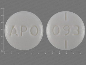 White Round pill with imprint APO;093 — Doxazosin Doxazosin mesylate 1 mg; (view 4)
