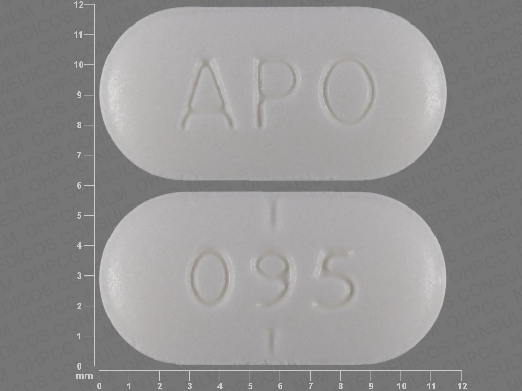 White Oval pill with imprint APO;095 — Doxazosin 4 mg (view 4)