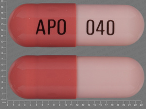 Pink;brown Capsule pill with imprint APO;040 — Omeprazole Omeprazole 40 mg; (view 2)
