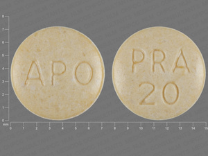 Yellow Round pill with imprint APO;PRA;20 — Pravastatin sodium Pravastatin sodium 20 mg; (view 4)