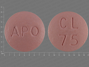 Pink Round pill with imprint APO;CL;75 — Clopidogrel Clopidogrel bisulfate 75 mg; (view 2)
