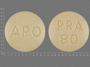 Yellow Round pill with imprint APO;PRA;80 — Pravastatin sodium Pravastatin sodium 80 mg; (view 3)