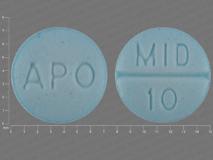 Blue Round pill with imprint APO;MID;10 — Midodrine hydrochloride Midodrine hydrochloride 10 mg; (view 2)