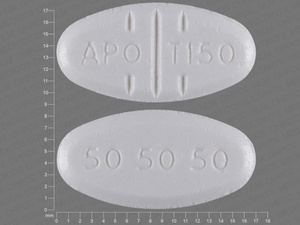 White Oval pill with imprint APO;T150;50;50;50 — Trazodone hydrochloride Trazodone hydrochloride 150 mg; (view 4)