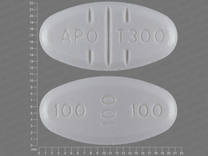 White Oval pill with imprint APO;T300;100;100;100 — Trazodone hydrochloride Trazodone hydrochloride 300 mg; (view 2)