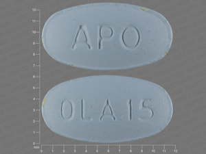 Blue Oval pill with imprint APO;OLA;15 — Olanzapine Olanzapine 15 mg; (view 3)