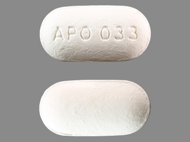 White Oval pill with imprint APO;033 — Pentoxifylline Pentoxifylline 400 mg; (view 2)