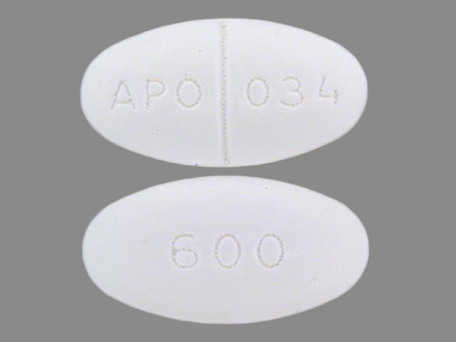 White Oval pill with imprint APO;034;600 — Gemfibrozil Gemfibrozil 600 mg; (view 2)