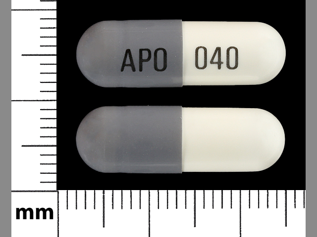 White, gray Capsule pill with imprint APO;040 — Etodolac 300 mg (view 2)
