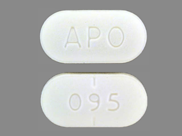 White Oval pill with imprint APO;095 — Doxazosin 4 mg (view 3)