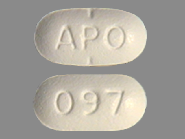 White Oval pill with imprint APO;097 — Paroxetine Paroxetine hydrochloride anhydrous 10 mg; (view 2)