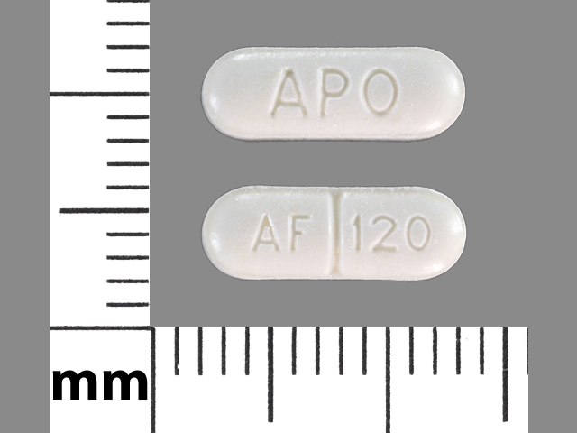 White Oval pill with imprint APO;AF;120 — Sotalol hydrochloride 120 mg (view 2)