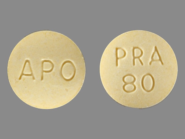 Yellow Round pill with imprint APO;PRA;80 — Pravastatin sodium Pravastatin sodium 80 mg; (view 2)
