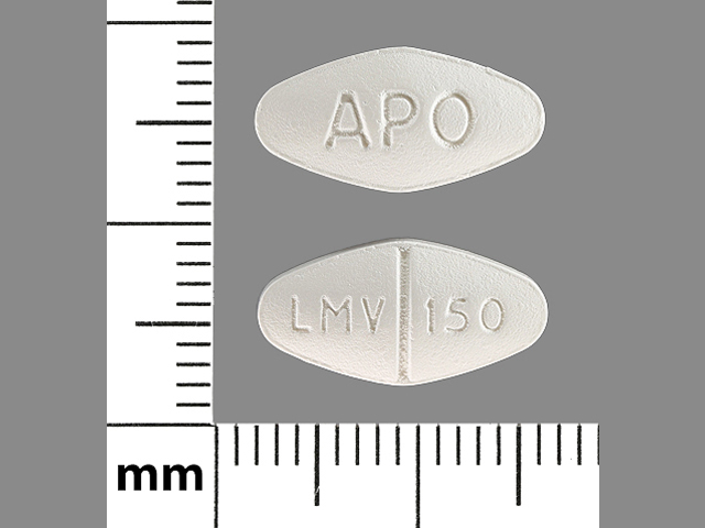 White Diamond pill with imprint APO;LMV;150 — Lamivudine Lamivudine 150 mg; (view 2)