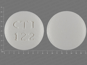 White Round pill with imprint CTI;122 — Famotidine Famotidine 40 mg; (view 2)