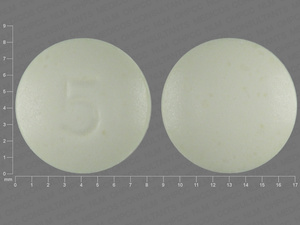 Yellow Round pill with imprint 5 — Meloxicam Meloxicam 7.5 mg; (view 2)