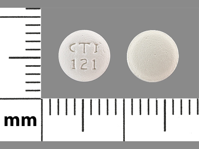 White Round pill with imprint CTI;121 — Famotidine Famotidine 20 mg; (view 3)
