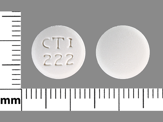 White Round pill with imprint CTI;222 — Ciprofloxacin Ciprofloxacin hydrochloride 250 mg; (view 2)