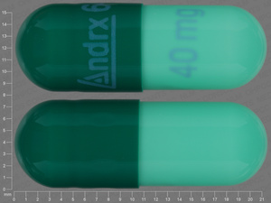 Green;green Capsule pill with imprint Andrx;640;40;mg — Omeprazole Omeprazole 40 mg; (view 2)