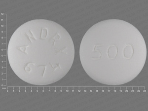 White Round pill with imprint Andrx;674;500 — Metformin hydrochloride Metformin hydrochloride 500 mg; (view 2)