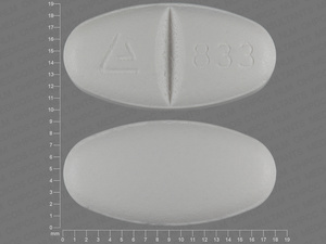 White Oval pill with imprint 833 — Metoprolol succinate Metoprolol succinate 200 mg; (view 3)