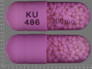 Purple Capsule pill with imprint KU;486;200;mg — Verapamil hydrochloride Verapamil hydrochloride 200 mg; (view 2)