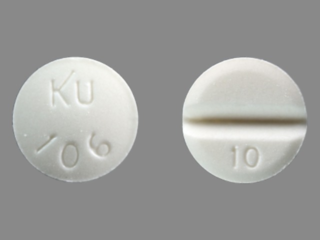 White Round pill with imprint 10;KU;106 — Isosorbide mononitrate 10 mg (view 2)