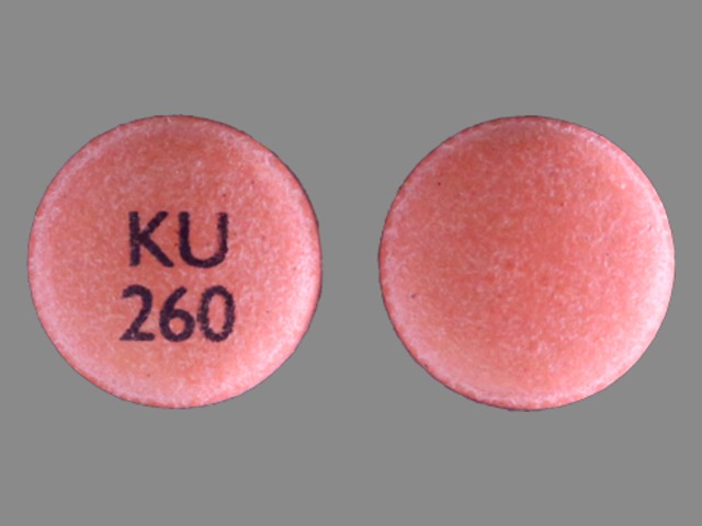 Pink Round pill with imprint KU;260 — Nifedipine Nifedipine 30 mg; (view 2)