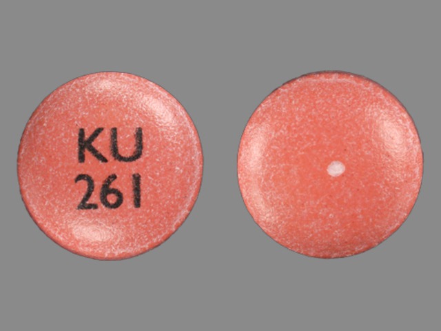 Pink Round pill with imprint KU;261 — Nifedipine Nifedipine 60 mg; (view 2)