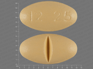 Yellow Oval pill with imprint 12;25 — Fluvoxamine maleate 50 mg (view 2)