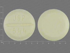 Yellow Round pill with imprint JSP;544 — Digoxin 0.125 mg (view 2)