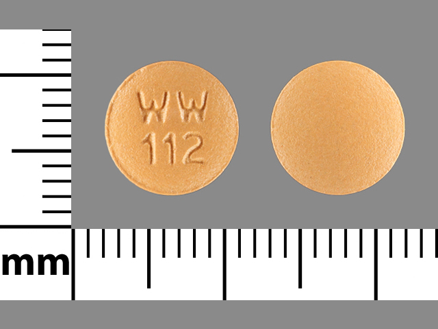 Orange Round pill with imprint WW;112 — Doxycycline Doxycycline hyclate 100 mg; (view 6)