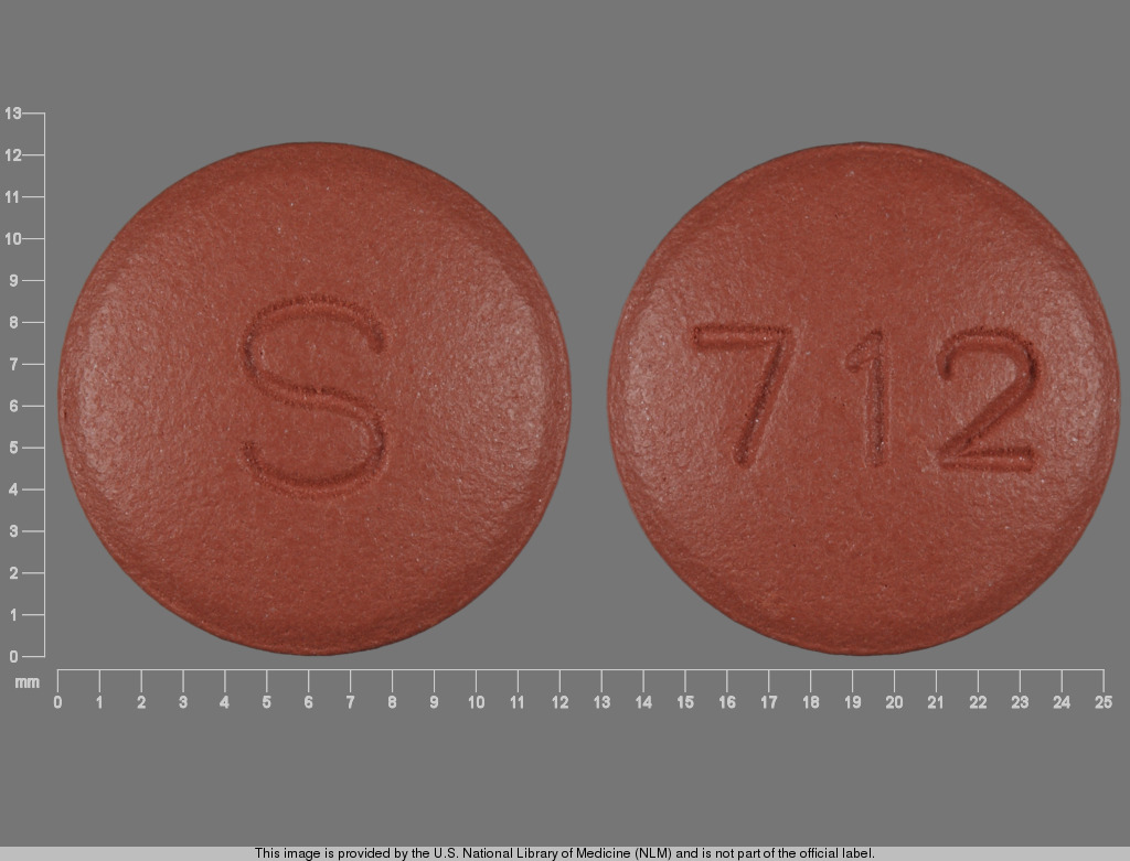 Brown Round pill with imprint S;712 — Topiramate 200 mg (view 2)