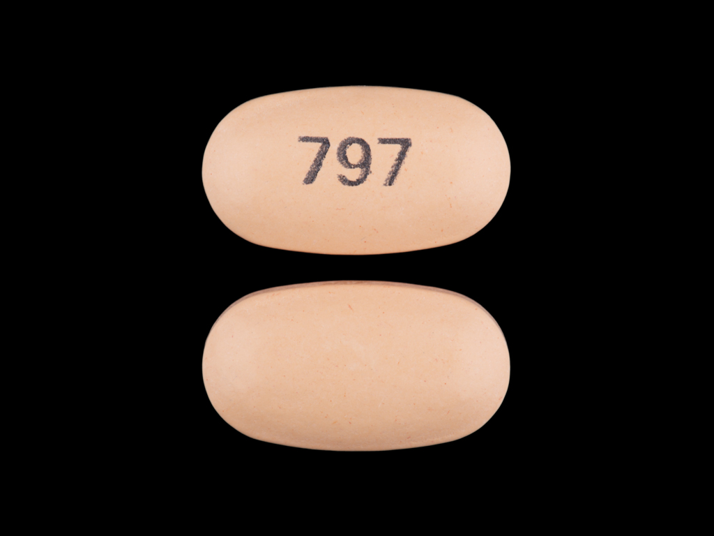 Orange Oval pill with imprint 797 — Divalproex sodium 250 mg (view 2)