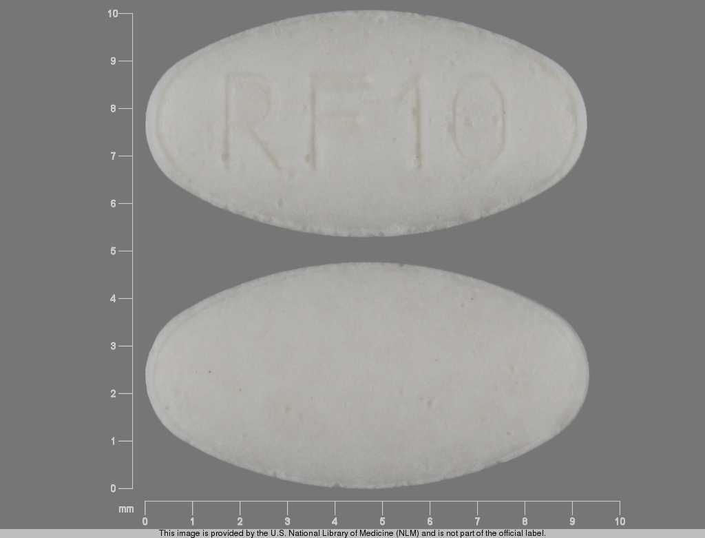 White Oval pill with imprint RF;10 — Metoclopramide 5 mg (view 2)