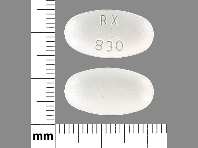 White Oval pill with imprint RX830 — Atorvastatin calcium Atorvastatin calcium 80 mg; (view 2)