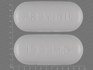 White Oval pill with imprint PROVIGIL;100;MG — Modafinil Modafinil 100 mg; (view 2)