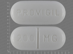 White Oval pill with imprint PROVIGIL;200;MG — Modafinil Modafinil 200 mg; (view 5)