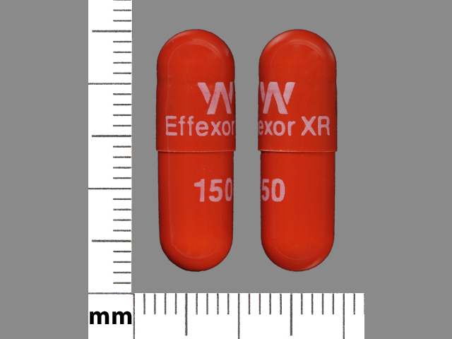 Orange Capsule pill with imprint W;EffexorXR;150 — Effexor Venlafaxine hydrochloride 150 mg; (view 3)