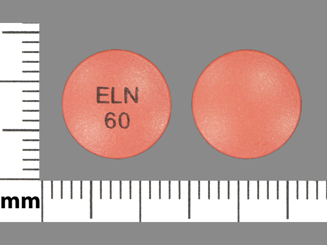 Brown Round pill with imprint ELN;60 — Afeditab Nifedipine 60 mg; (view 3)