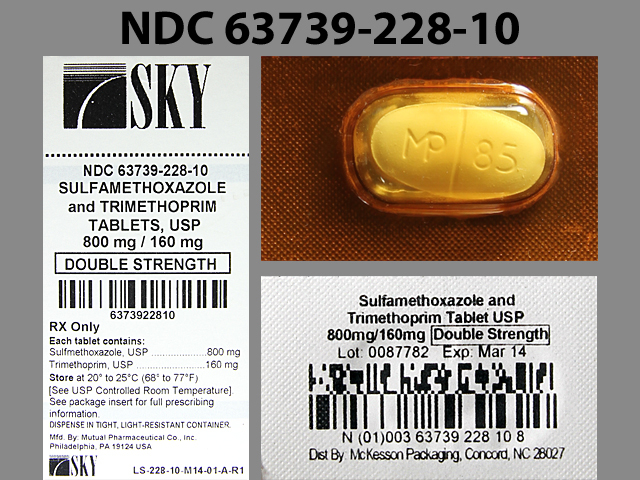White Oval pill with imprint MP;85 — Sulfamethoxazole and trimethoprim Sulfamethoxazole 800 mg;trimethoprim 160 mg; (view 2)