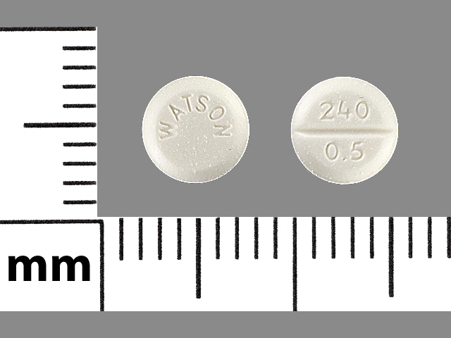 White Round pill with imprint 240;0;5;WATSON — Lorazepam Lorazepam 0.5 mg; (view 3)