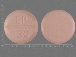 Orange Round pill with imprint EP;130 — Hydrochlorothiazide Hydrochlorothiazide 50 mg; (view 3)