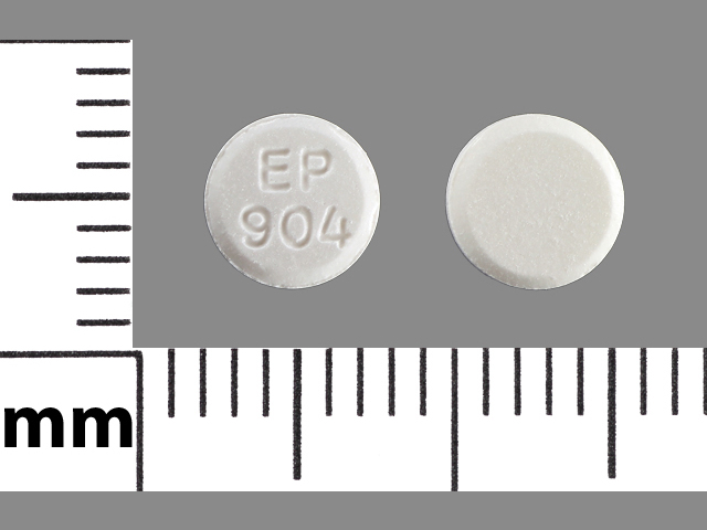 White Round pill with imprint EP;904 — Lorazepam Lorazepam 0.5 mg; (view 2)