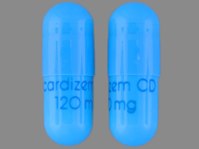 Blue Capsule pill with imprint cardizem;CD;120;mg — Cardizem cd Diltiazem hydrochloride 120 mg;ferrosoferric oxide 300 mg; (view 2)