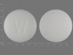 White Round pill with imprint W — Lisinopril Lisinopril 2.5 mg; (view 2)