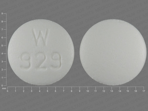 White Round pill with imprint W;929 — Lisinopril Lisinopril 10 mg; (view 2)