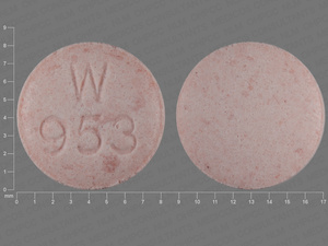 Red Round pill with imprint W;953 — Lisinopril Lisinopril 30 mg; (view 2)
